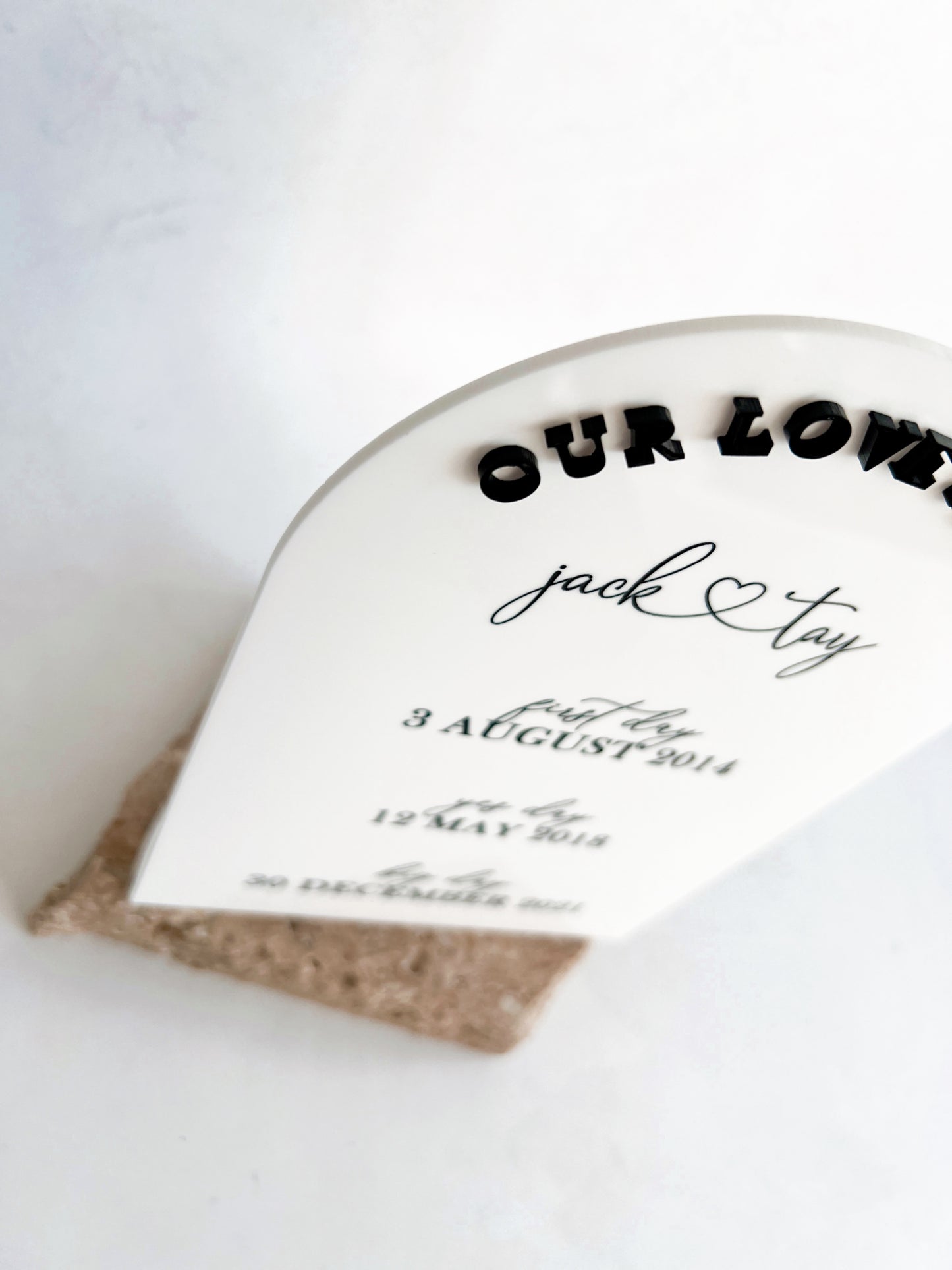 ‘our love story’ sign