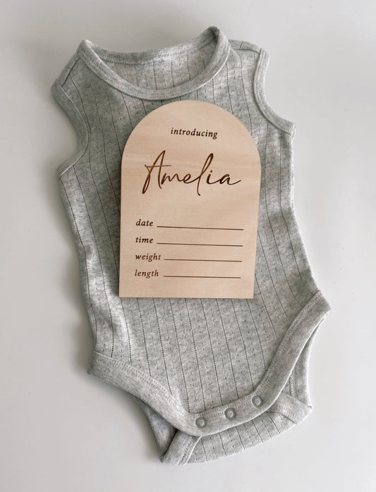 'introducing' birth announcement arch