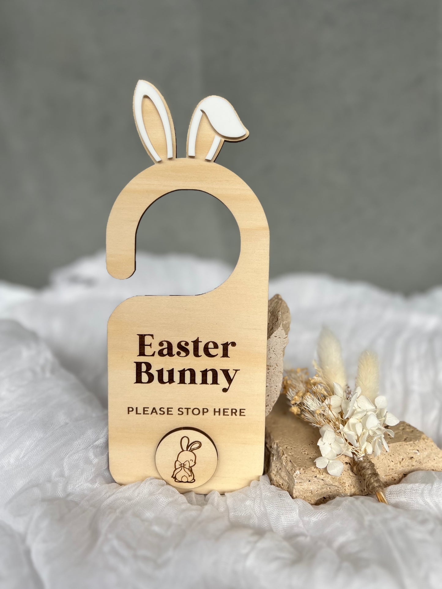 Wooden Easter Bunny Door Hanging Sign