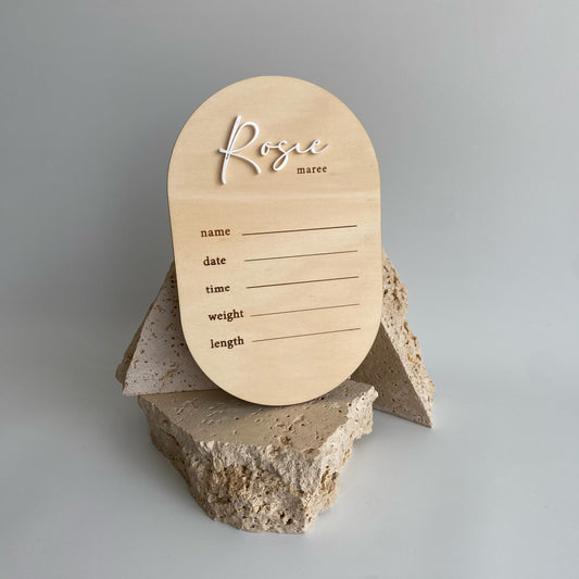 Birth Announcement, Acrylic Name