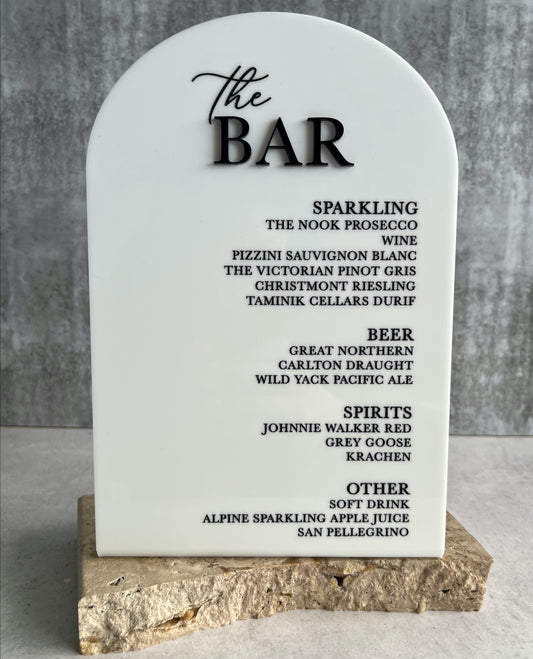 Free Standing Bar Menu