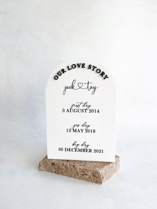 ‘our love story’ sign